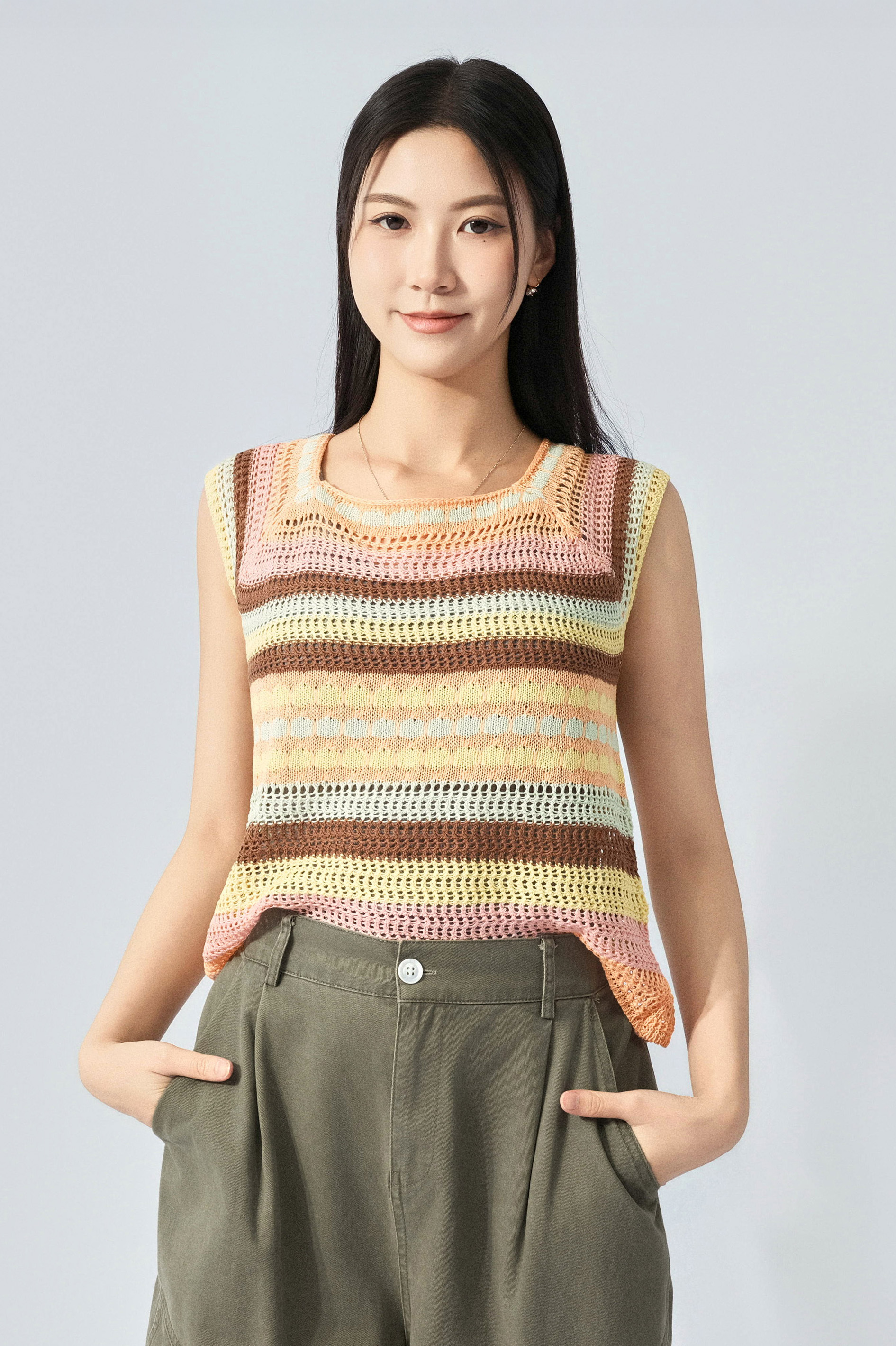 粉彩色波點間針織上衣（預購產品）