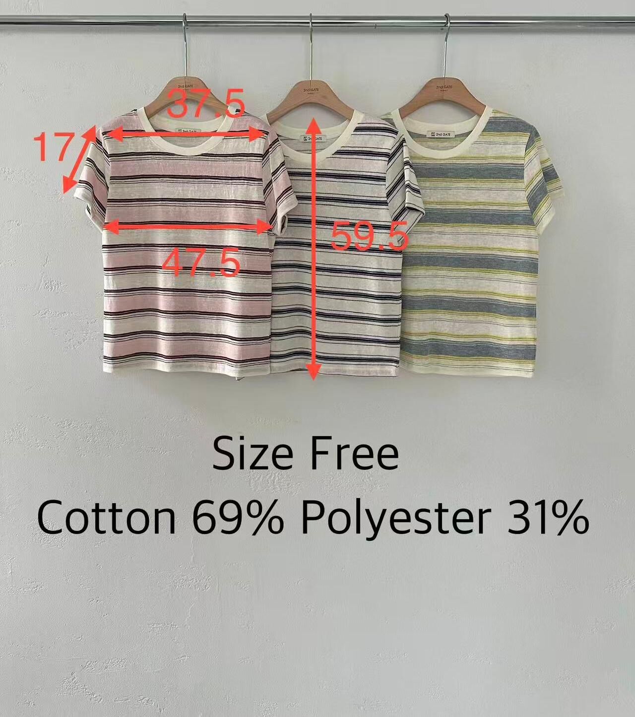 SG6308 超百搭軟綿拼色間條Tee