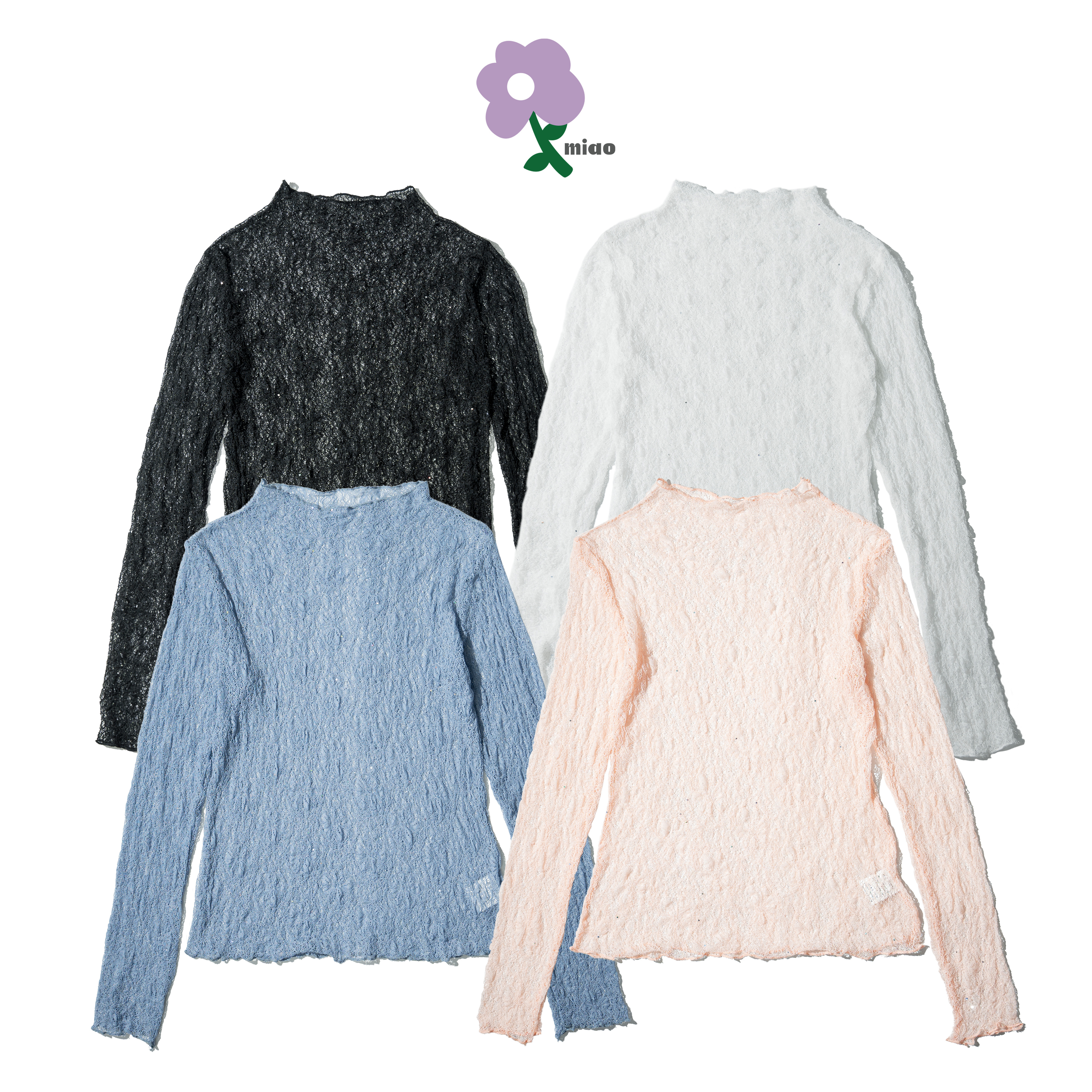 AGILITY MIAO Turtleneck Lace Top 小高領 蕾絲亮片 上衣 [M-T8]
