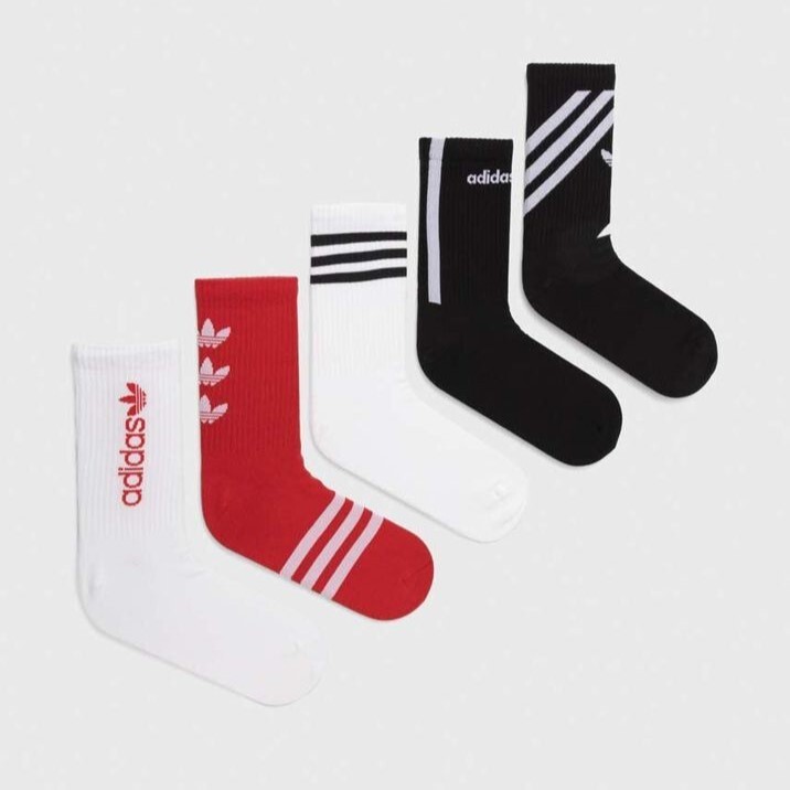 ADIDAS 襪子 GRAPHIC CR 5PP 白黑紅 五雙一組 長襪 中筒襪 IL5012