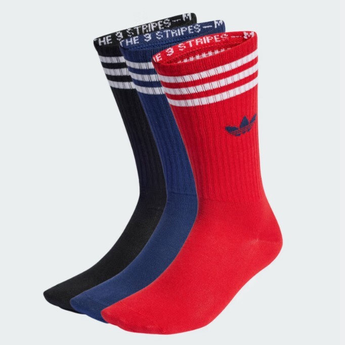 ADIDAS 襪子 黑藍紅 三雙一組 長襪 中筒襪 IL5021