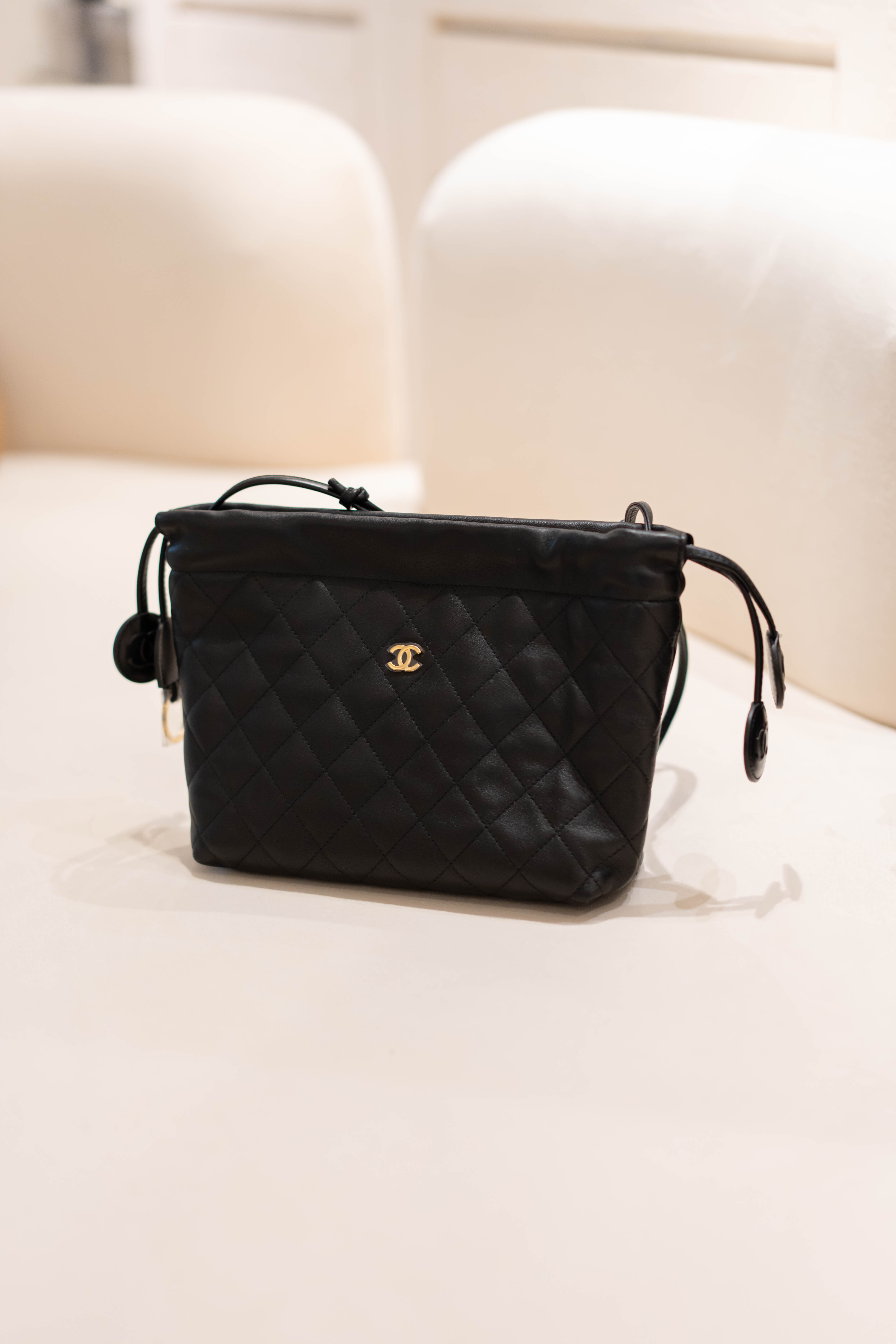 Chanel Clutch with Leather Strap Black