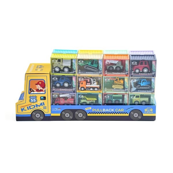 【KIDMI小汽車】大貨櫃貨車組-合金迴力車24入(贈收納貨車/附貨櫃收藏盒)
