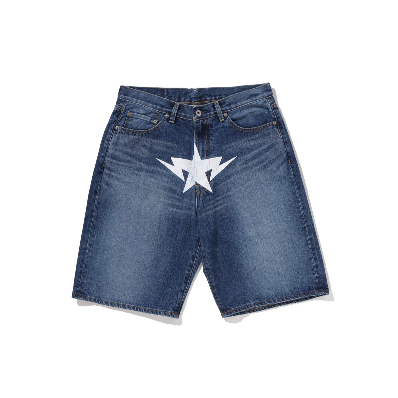 A BATHING APE BAPE TWIN STA RELAXED FIT DENIM SHORTS 爆漿 流星短褲 寬鬆版