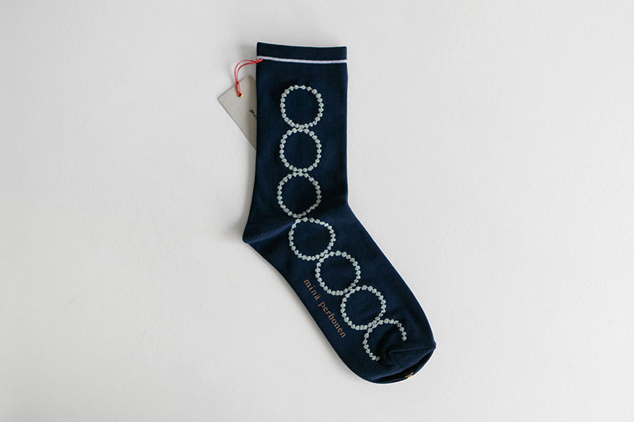 minä perhonen皆川明 - 襪子 tambourine/鈴鼓 navy