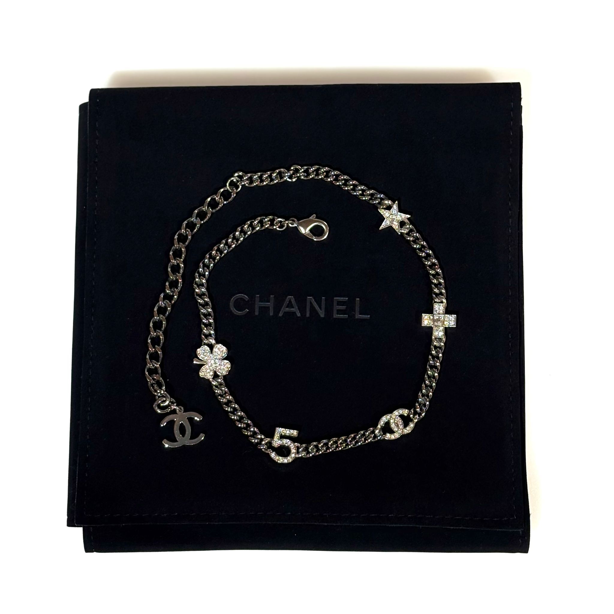 全新CHANEL頸鍊NECKLACE AB8012 古銀色金屬五花 香奈兒項鏈  #BRAND NEW #香榭站正品