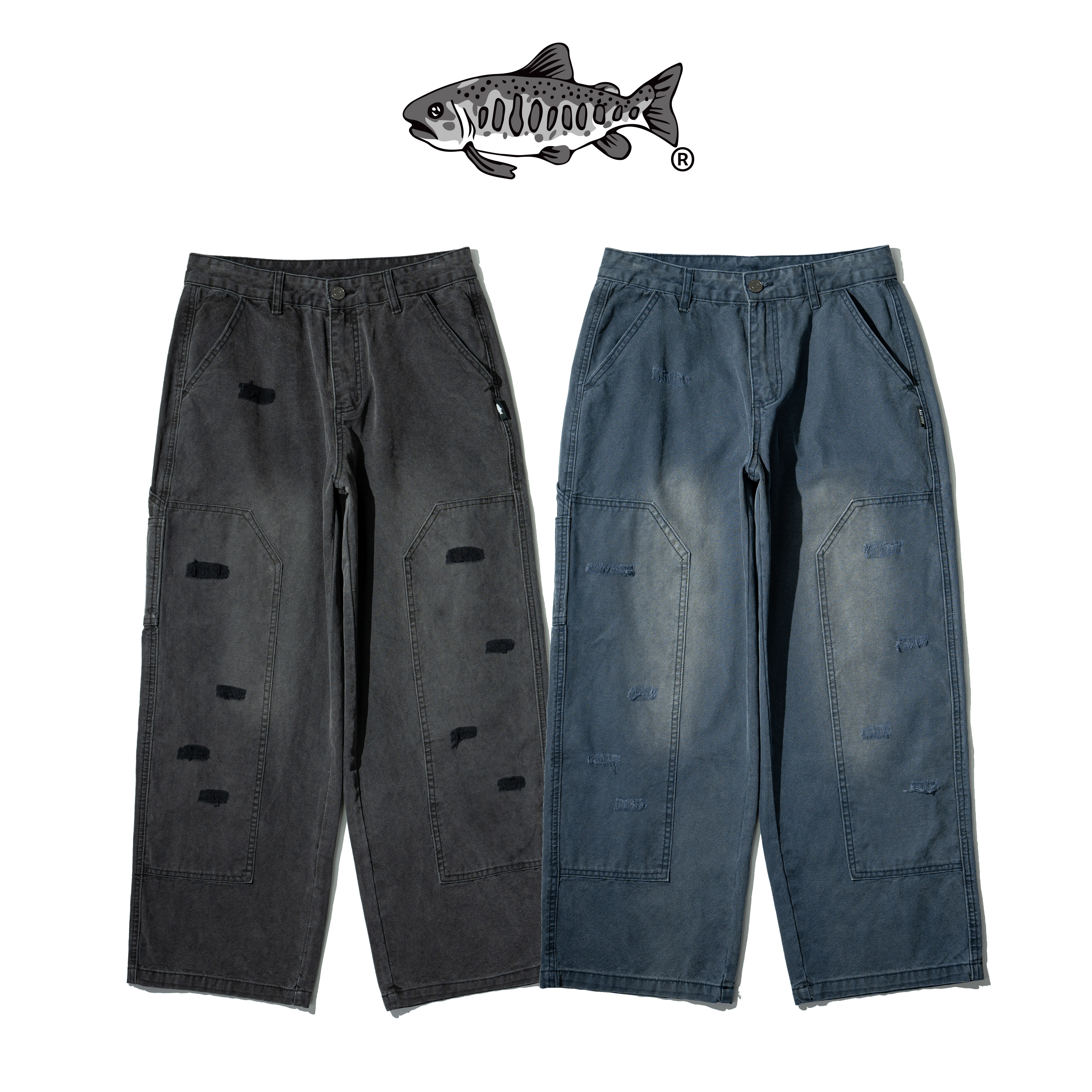 AGILITY Patchwork Distressed Pants 貼布破壞 水洗長褲 [P08]