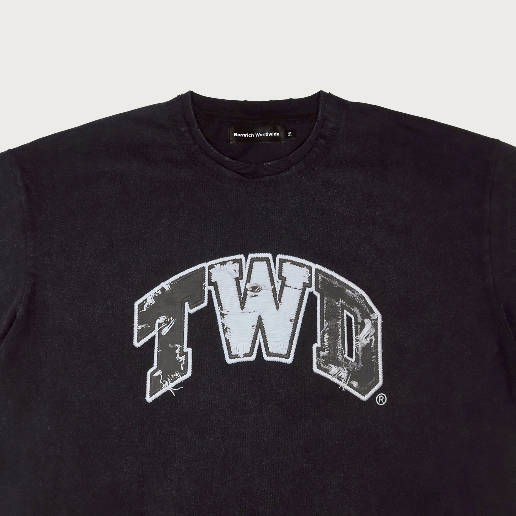 Bornrich｜Double Collar Boxy Tee (Black)