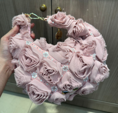 0625HB07-THAILAND-HANDBAGS-粉色玫瑰閃片餃子包（A7）