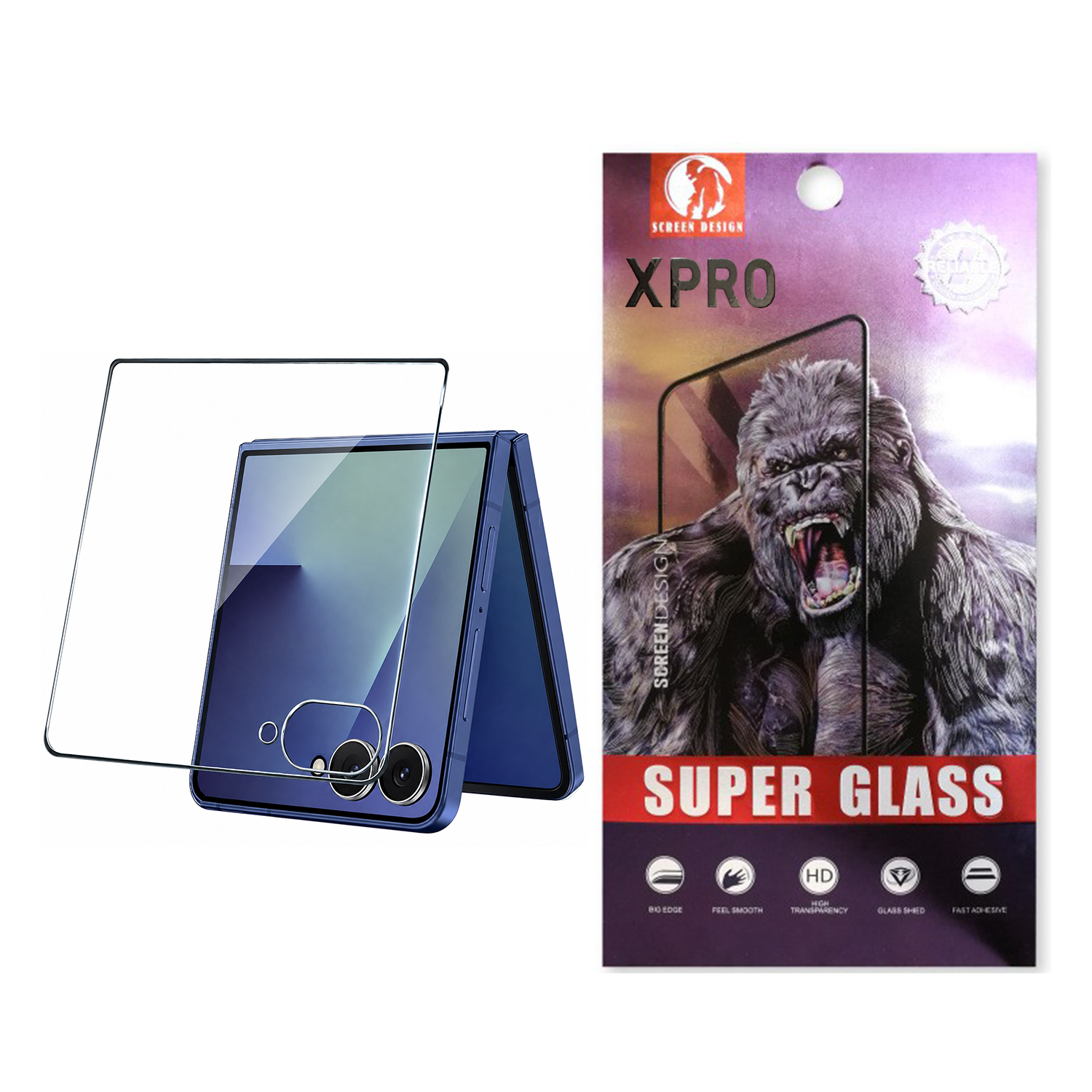 【現貨】 XPRO - 巨猩 Super Glass HD - Samsung Flip 系列 高清防指紋高透光外屏鋼化玻璃保護貼【兼容手機殼】