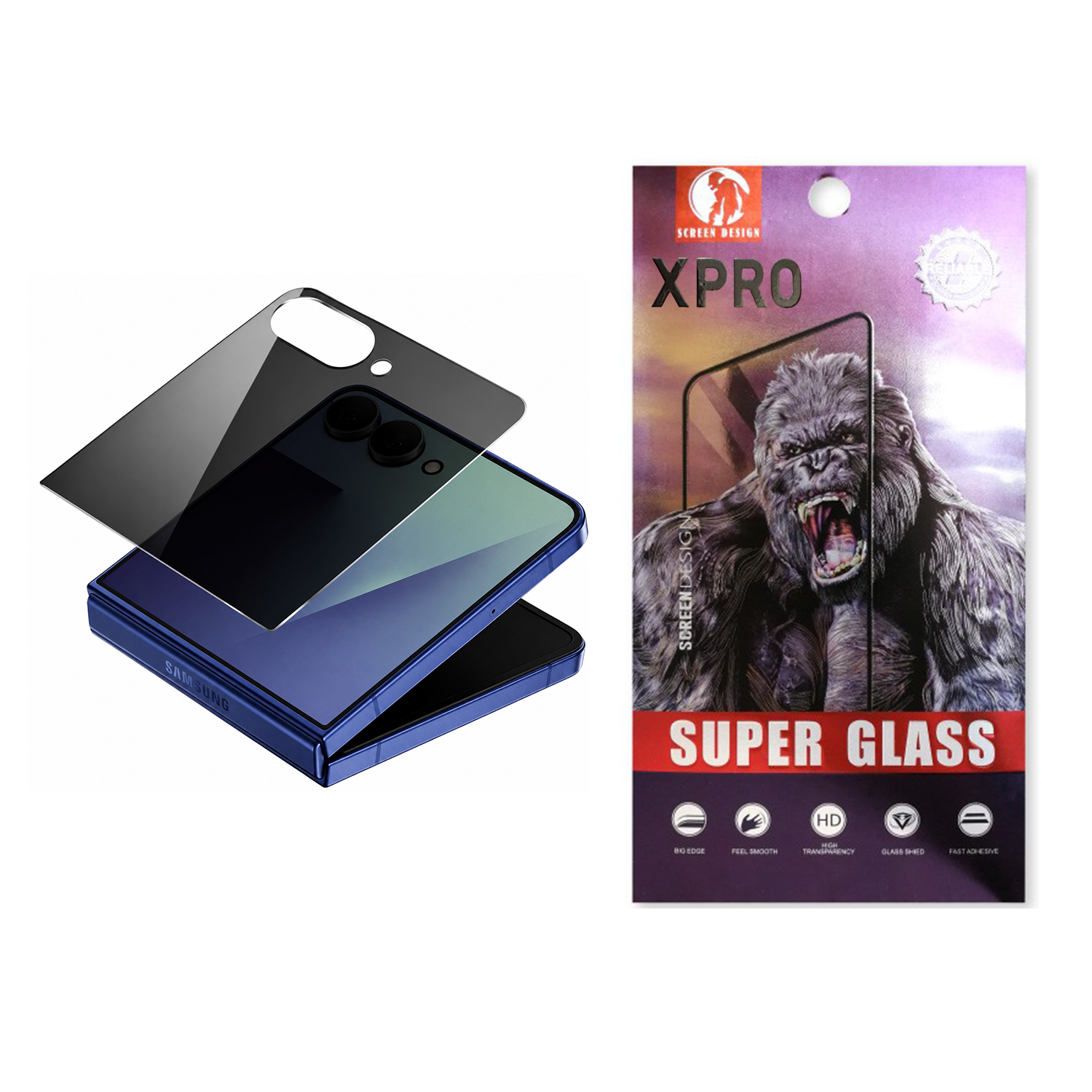【現貨】 XPRO - 巨猩 Super Glass Privacy - Samsung Flip系列 防偷窺防指紋高透光外屏鋼化玻璃保護貼【兼容手機殼】