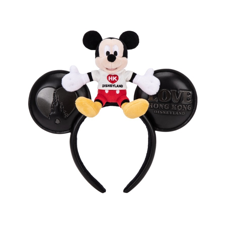 米奇愛香港迪士尼樂園系列 米奇 Mickey 絨毛 坐姿 立體耳朵 蝴蝶結 造型 髮圈 髮箍 -香港迪士尼樂園