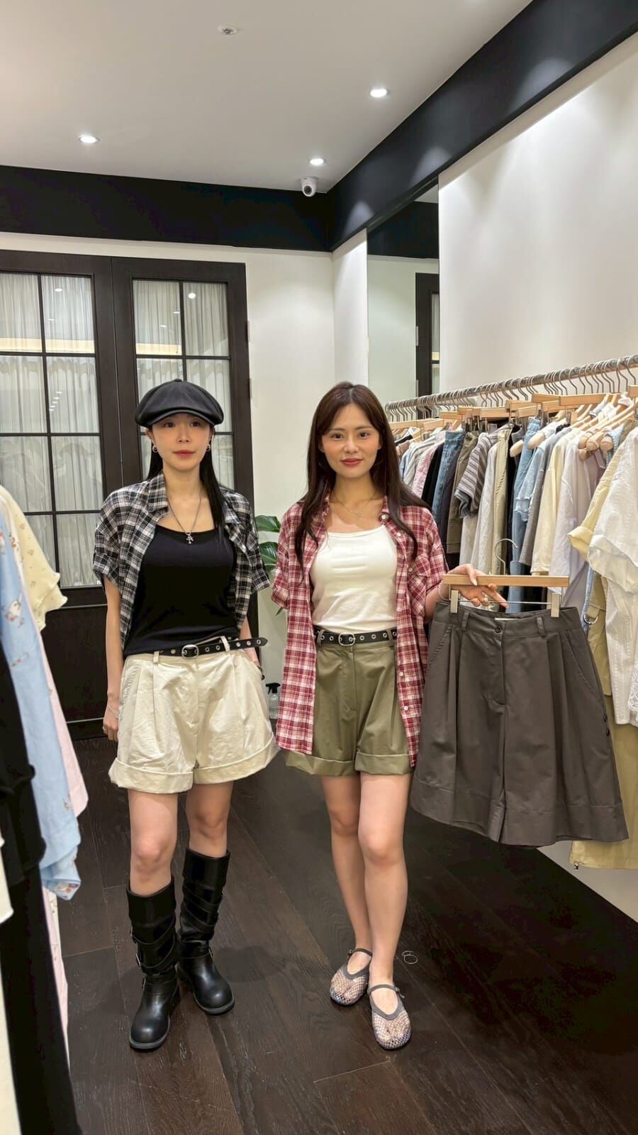 VB6309 高腰捲邊壓褶4分褲