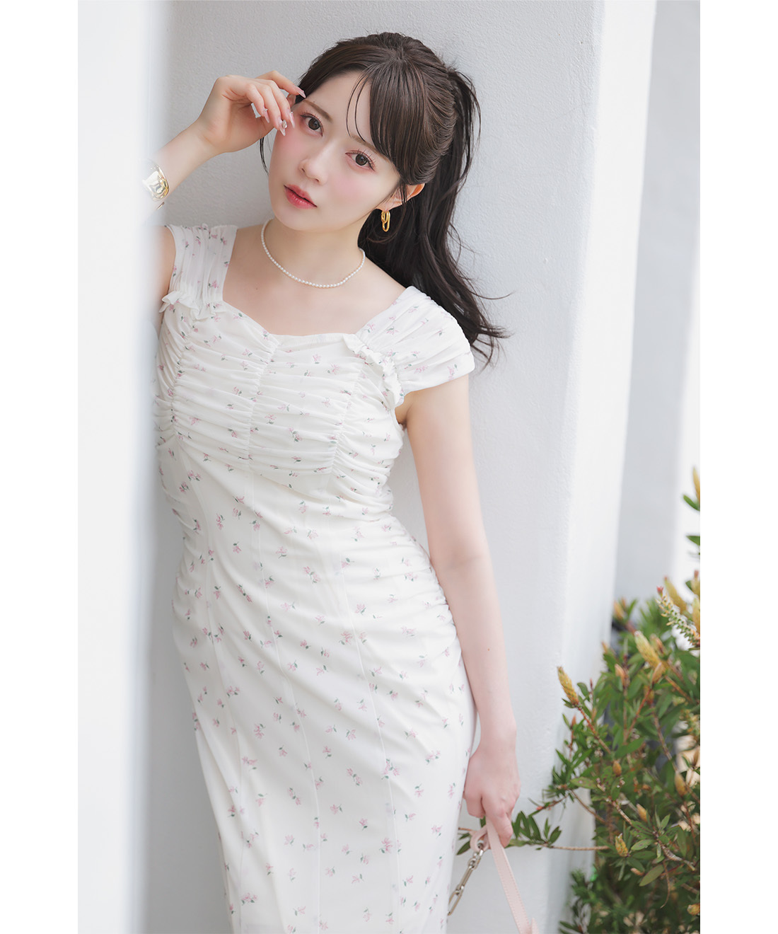 [預購] LILLIAN CARAT 小碎花抓皺修身洋裝