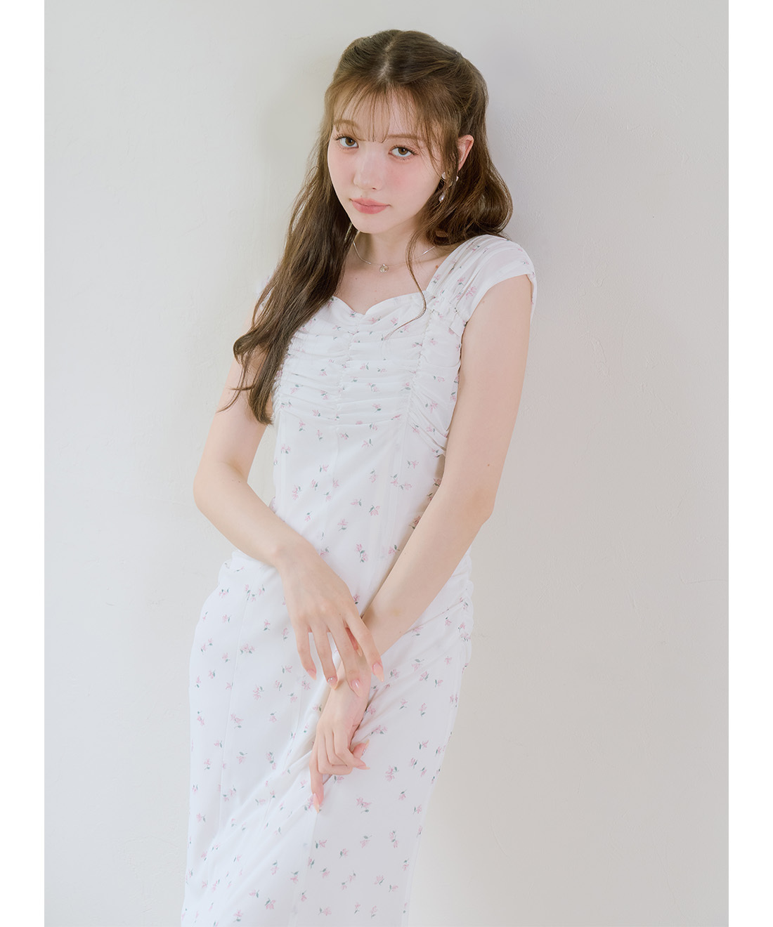 [預購] LILLIAN CARAT 小碎花抓皺修身洋裝