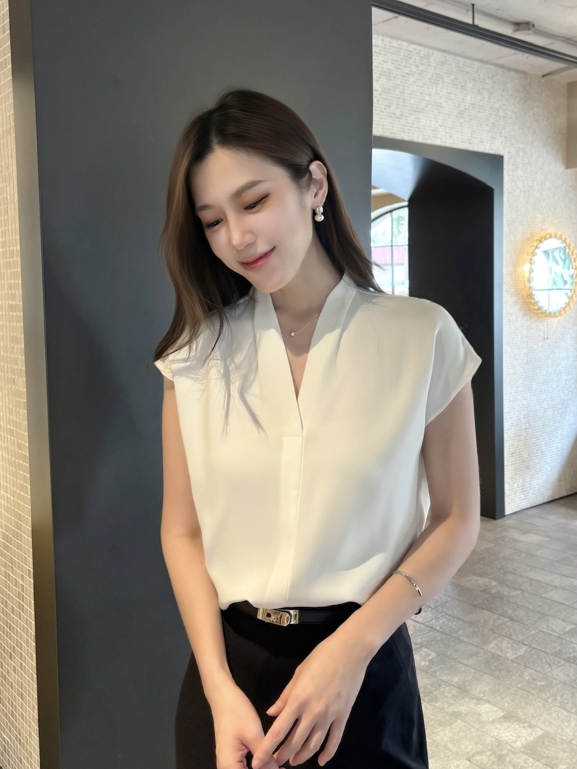 (JS) 職場必備!挺料不透半袖白上衣