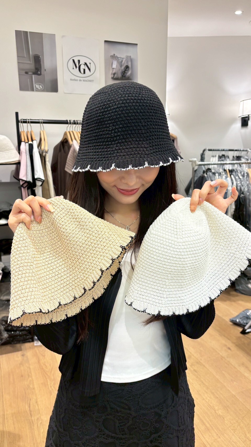MN6318 針織花瓣撞色漁夫帽