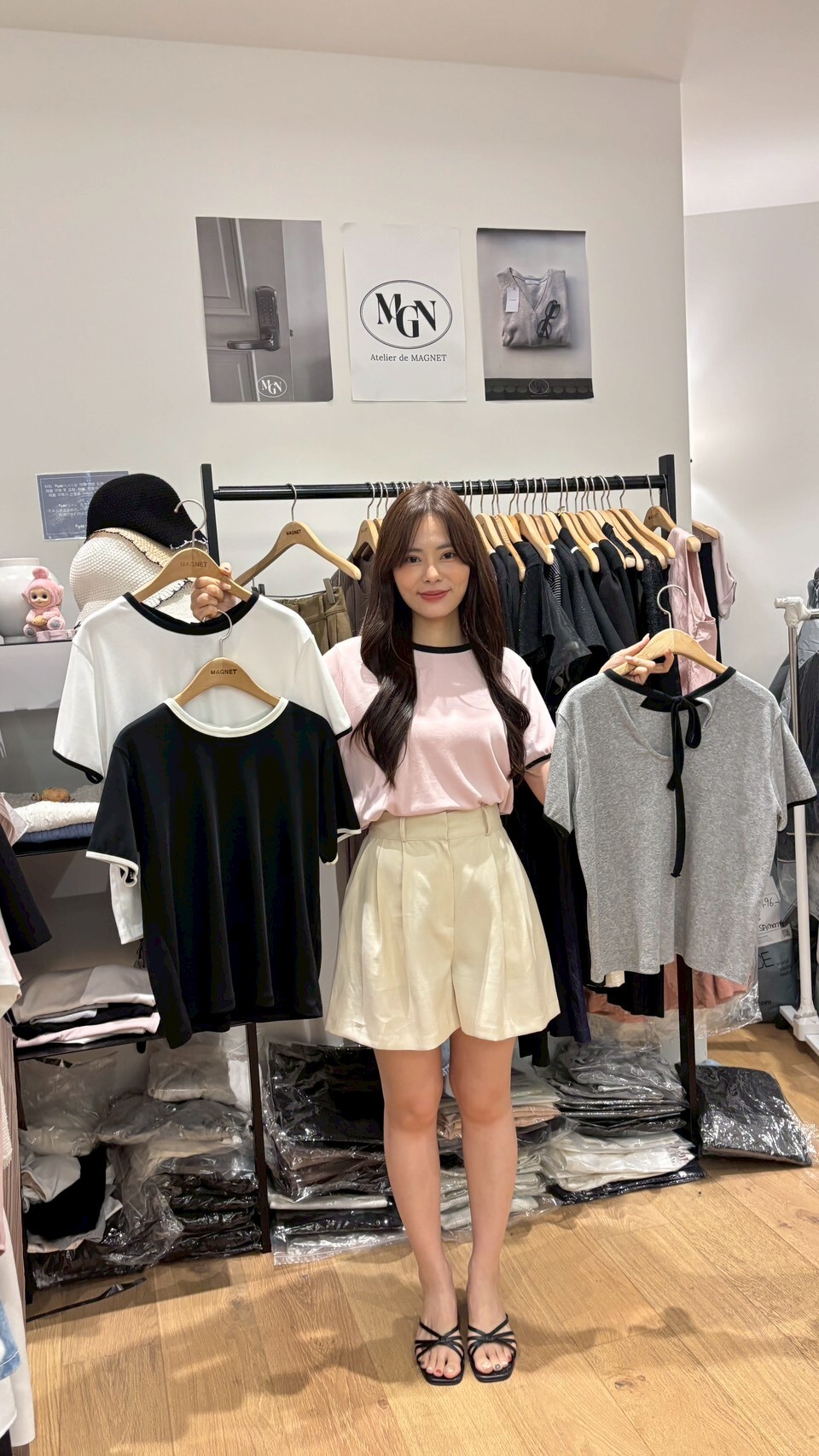 MN6332 撞色邊蝴蝶綁帶Tee