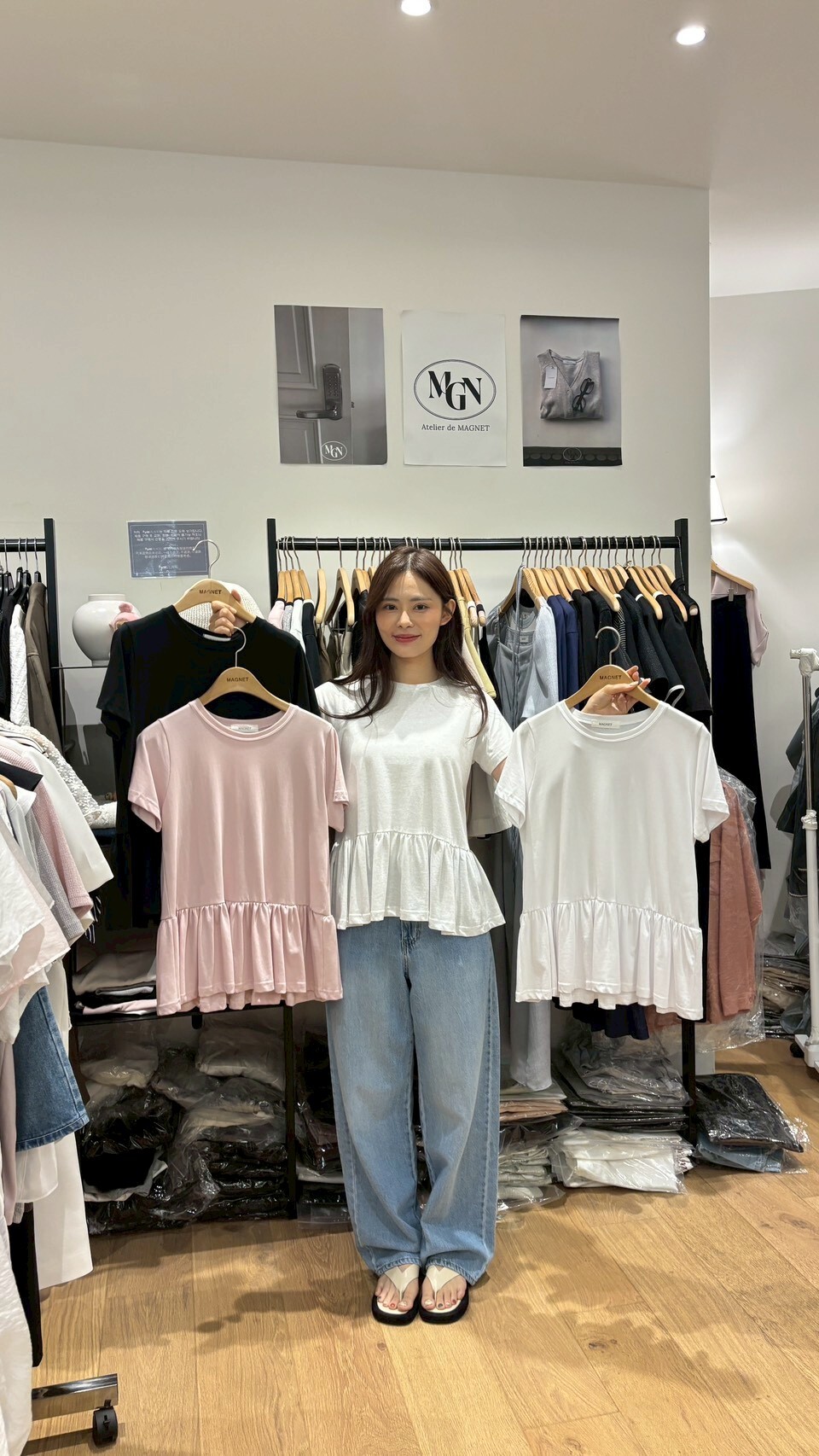 MN6323 滑料荷葉下擺軟綿綿Tee