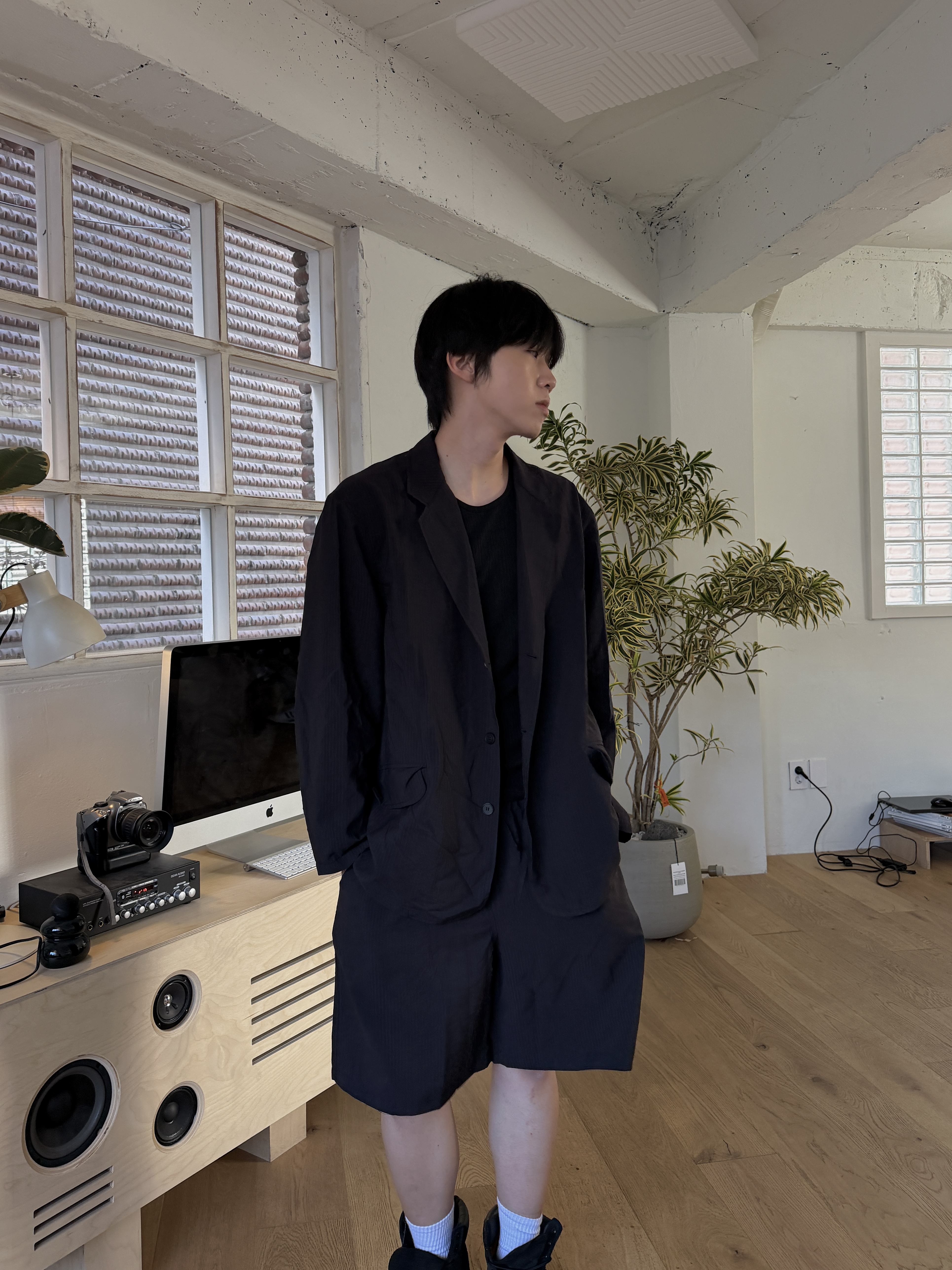 條紋造型 寬鬆落肩 夏季西裝外套 套裝