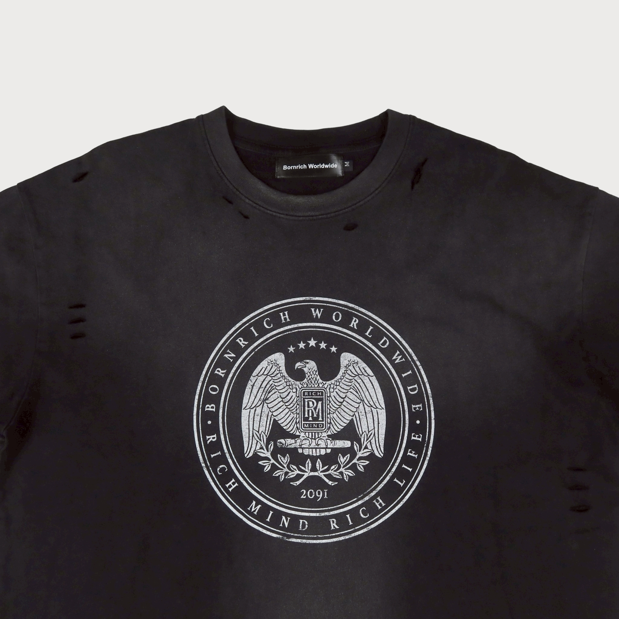 Bornrich｜Bsec Faded Washed Tee (Black)