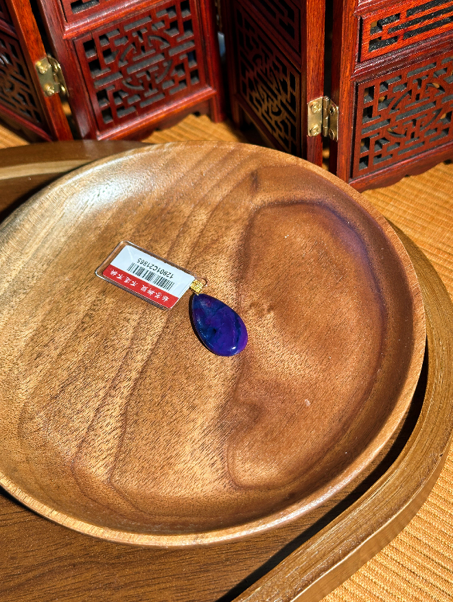 UA84 18K金幻彩皇家紫帶藍舒舒俱萊裸石吊墜 約14MM (J700484)