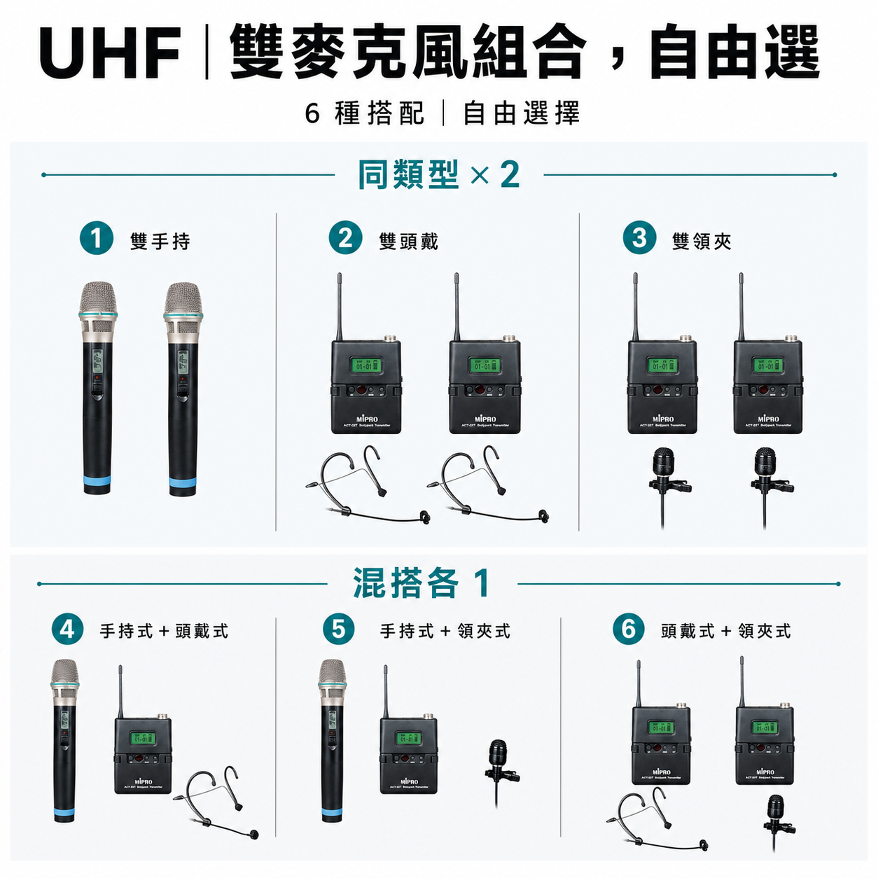 MIPRO MA-100D UHF｜雙頻道無線擴音機