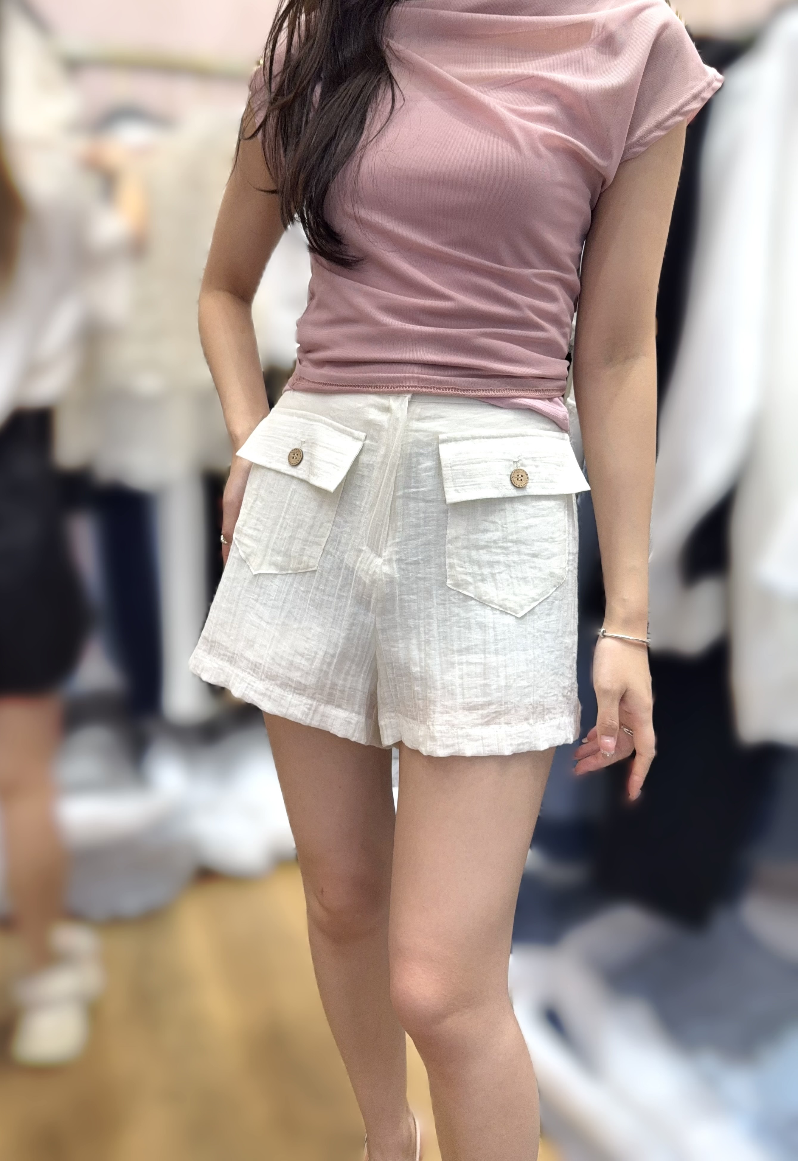 OT45  棉麻褲 後橡筋腰 腰27-32 HIP44 長14 $479