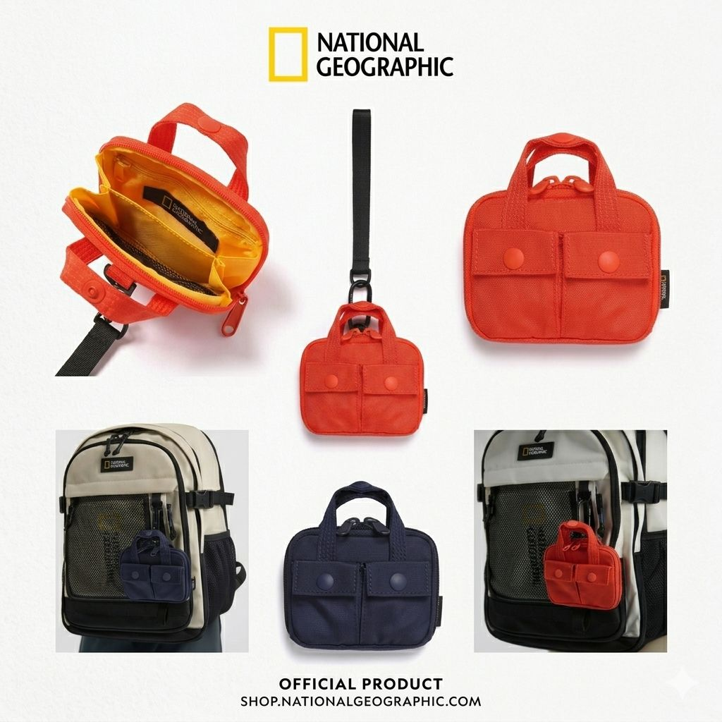 BQ075 National Geographic 工裝雙口袋迷你背包小包掛件 10.5x8cm