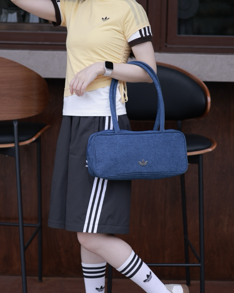 ADIDAS ADICOLOR AIRLINER 丹寧藍 牛仔 法棍包 肩背包 手提包