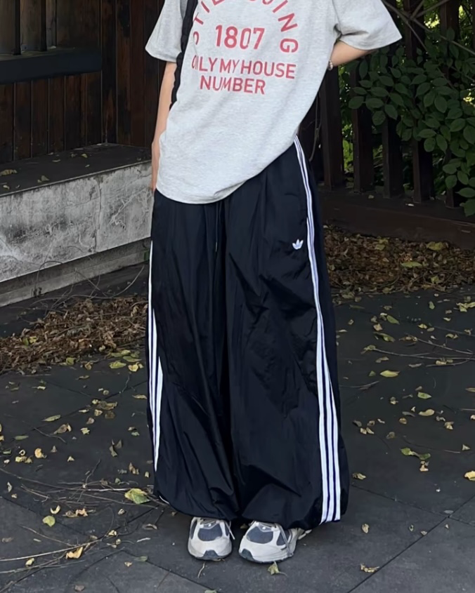 ADIDAS ADILENIUM 運動長褲 寬鬆 縮口 燈籠褲 黑色 粉色