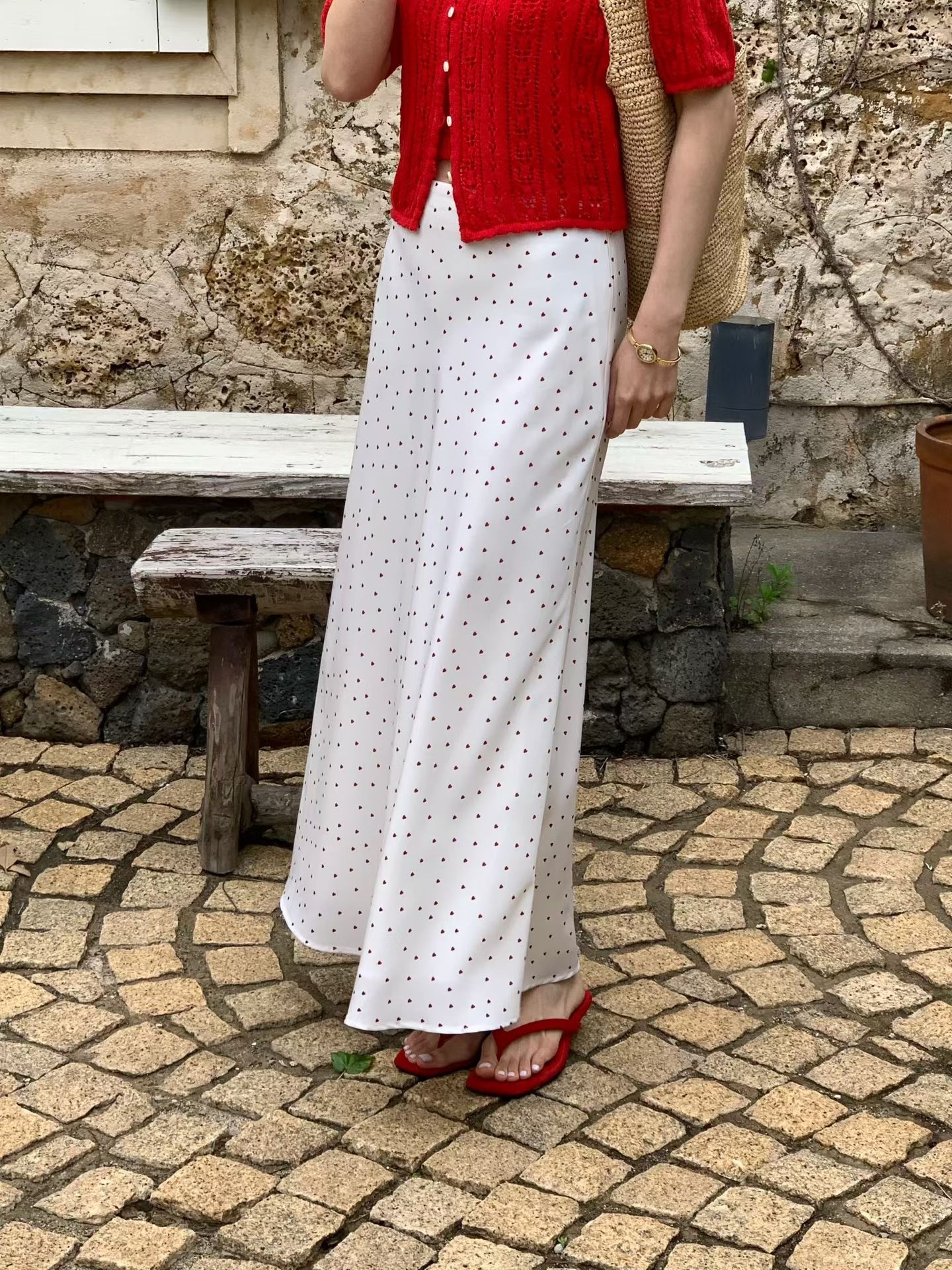 印花愛心美型長裙