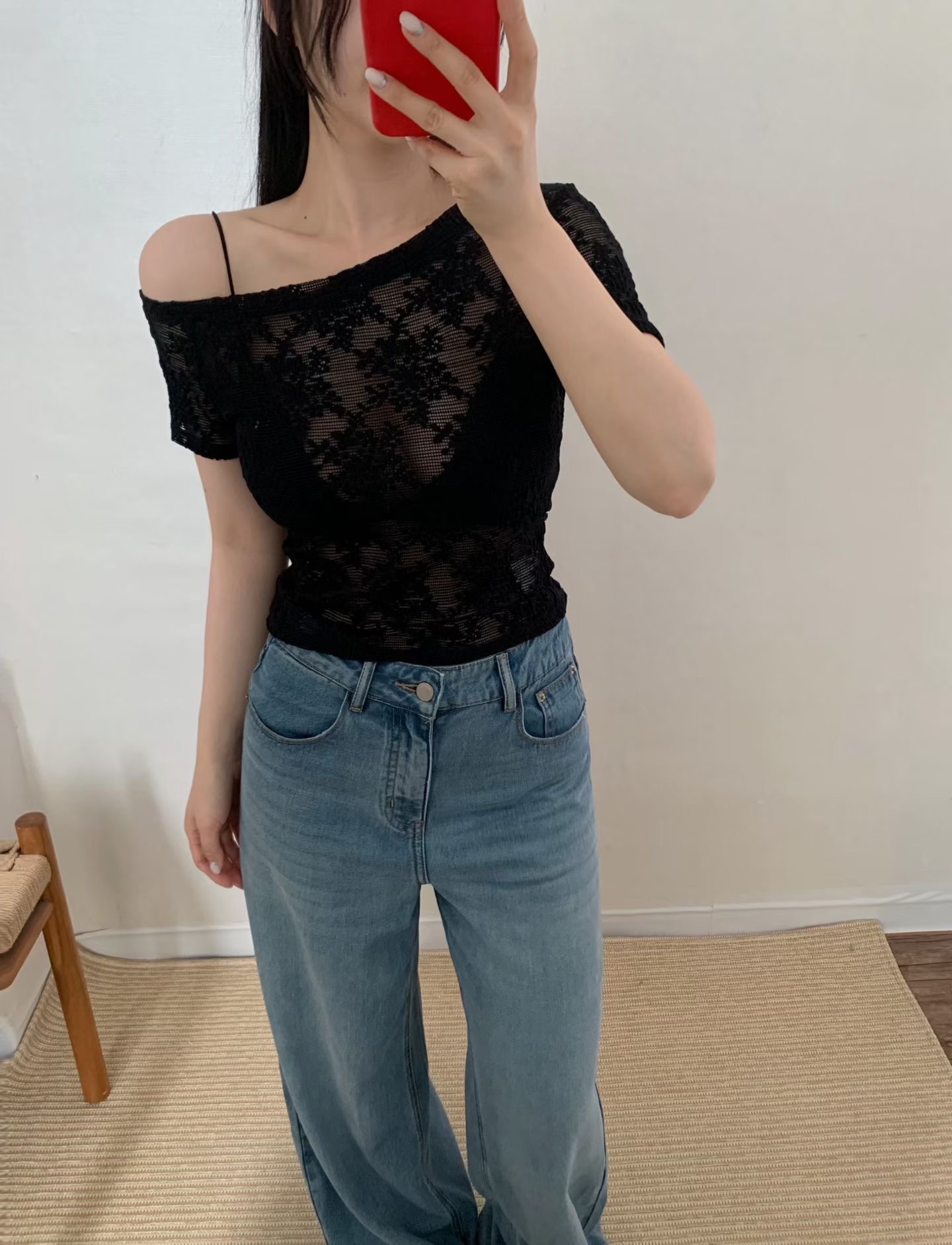 蕾絲短袖上衣+比基尼BRA TOP SET