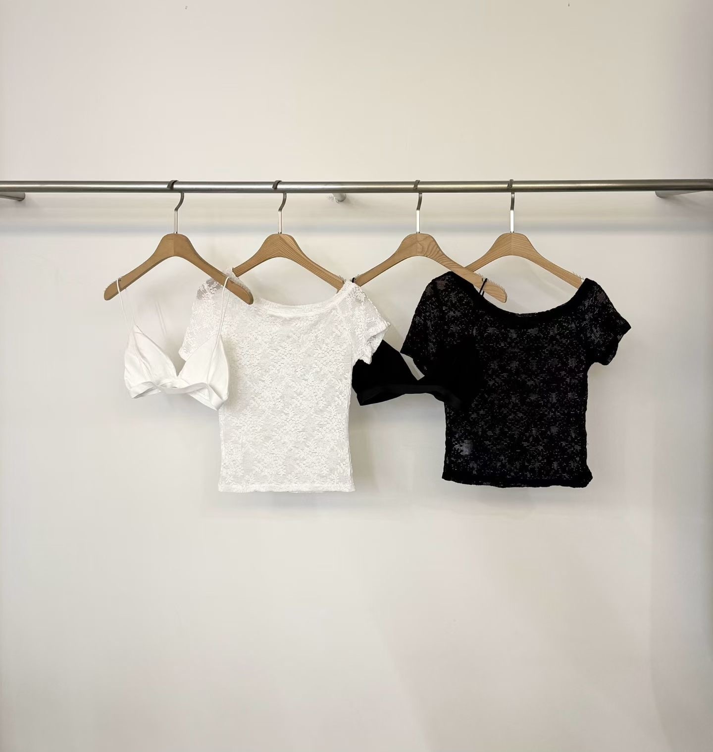 蕾絲短袖上衣+比基尼BRA TOP SET