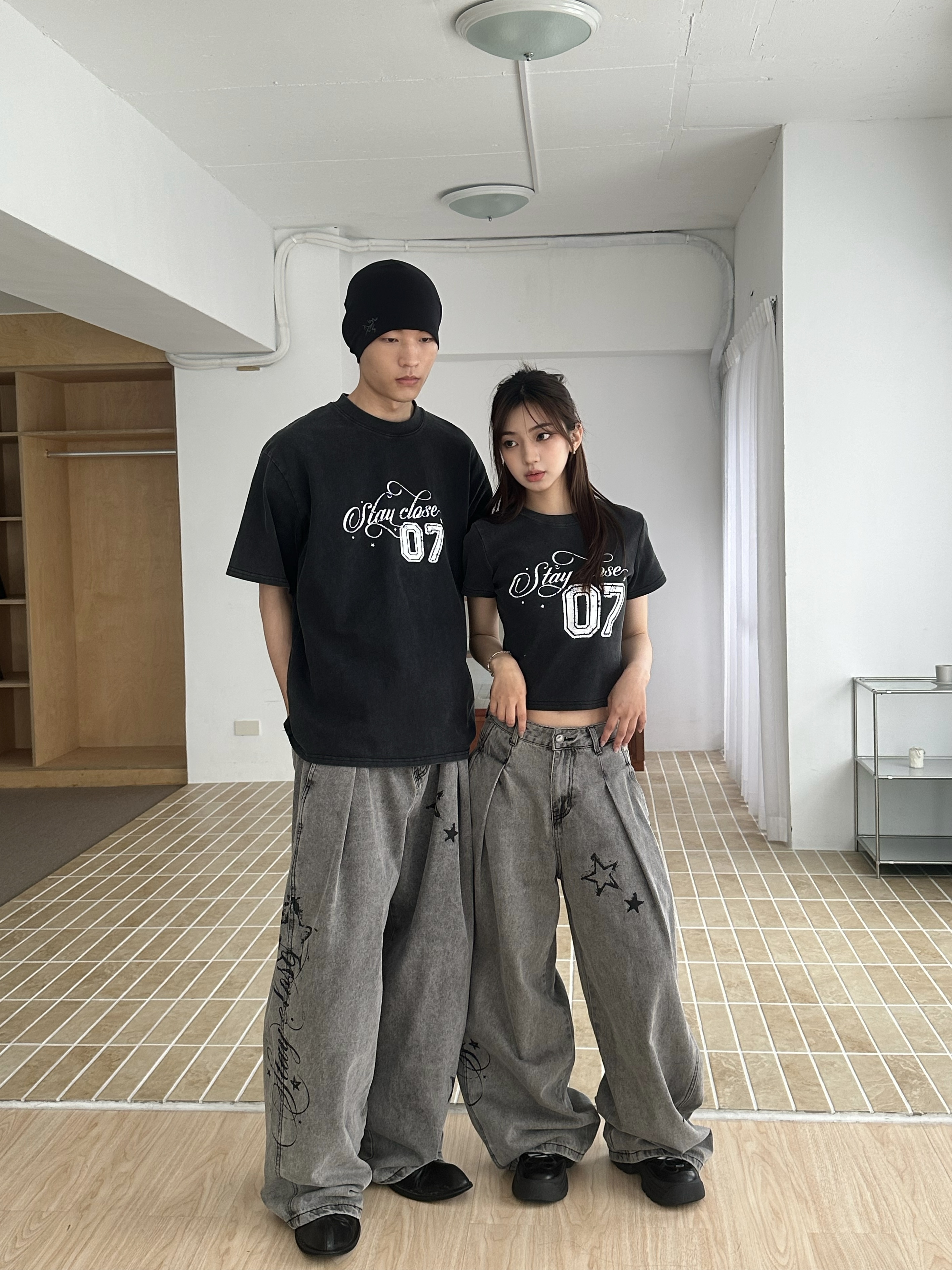 mmb運動風斑駁洗水情侶tee