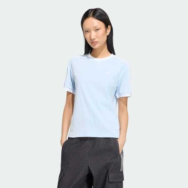 Adidas 愛迪達 3 Stripes Tee KX1882 女 T恤 運動上衣 休閒短袖 淺藍 亞版 經典