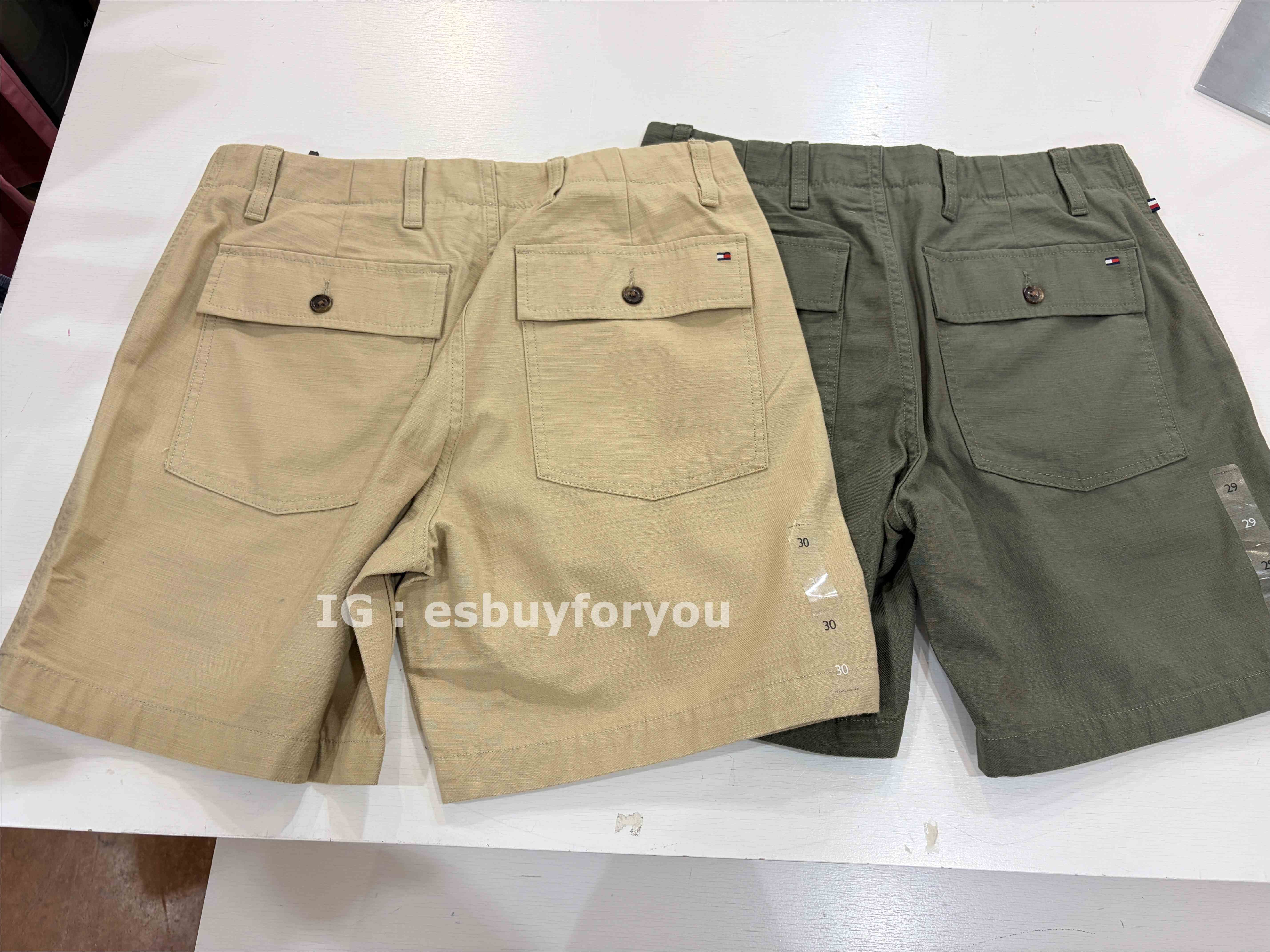 TOMMY 男大人 硬挺 工裝風格 牛仔布料 短褲 (2色) (7吋)
