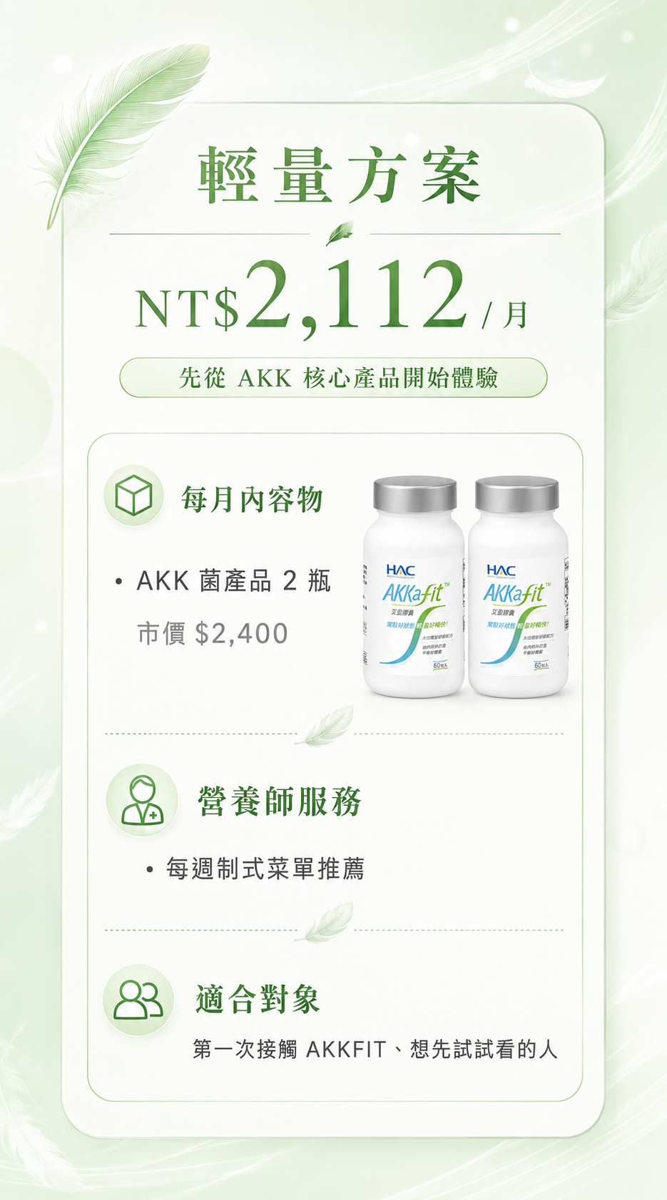 輕量方案 NT$2,112／月