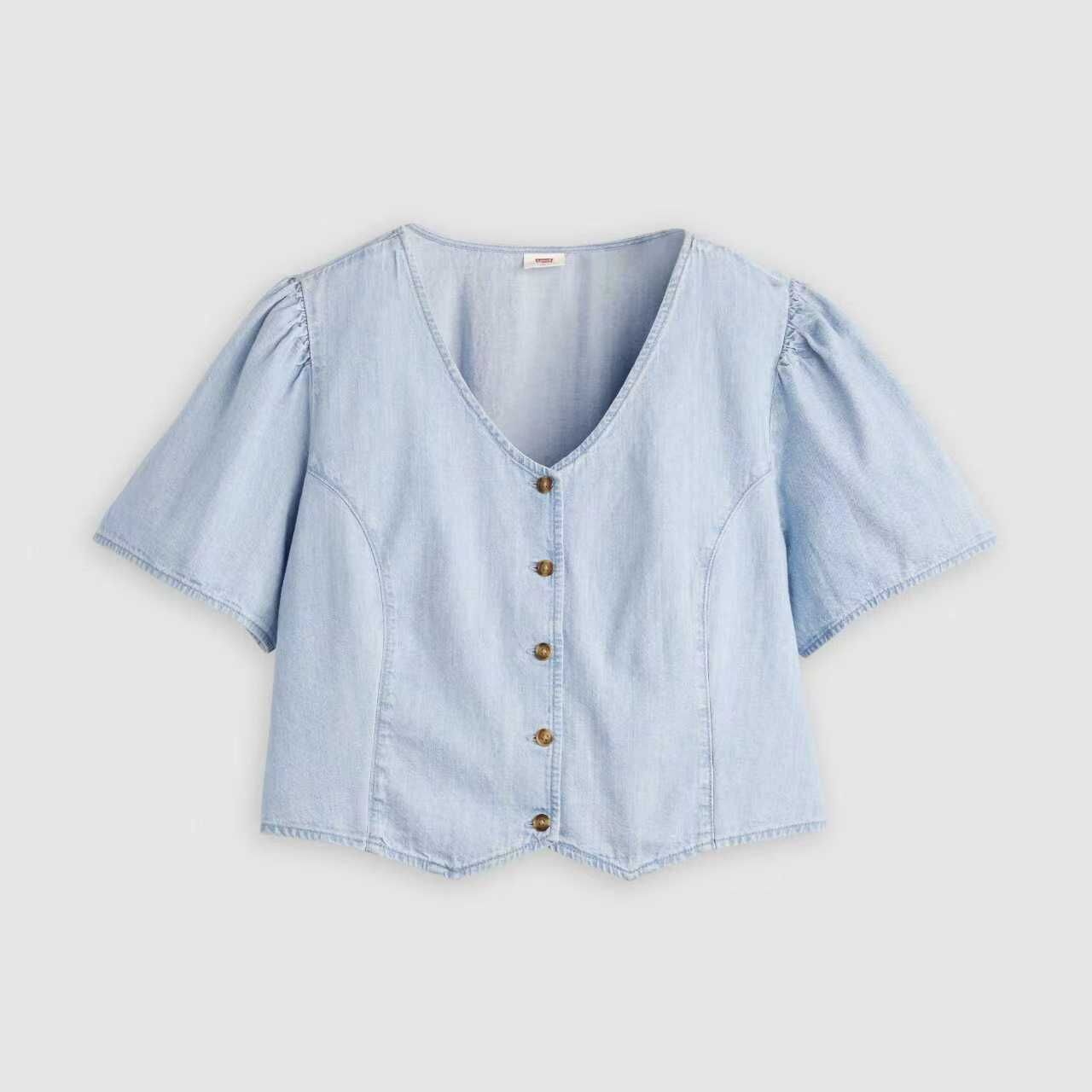 【預購】Levi’s H062501 女裝修身牛仔短袖上衣 (淺藍色)