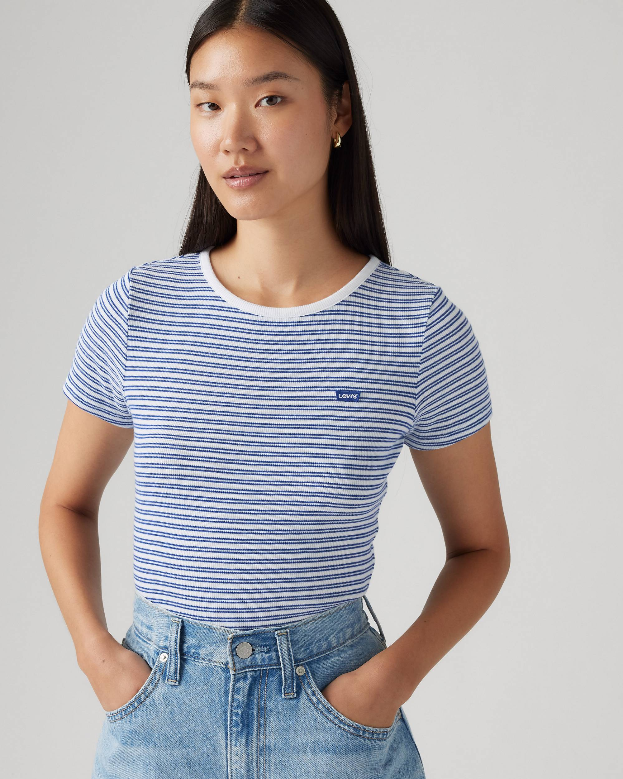 【預購】Levi’s H062503 女裝條紋短袖上衣 (藍色條紋)