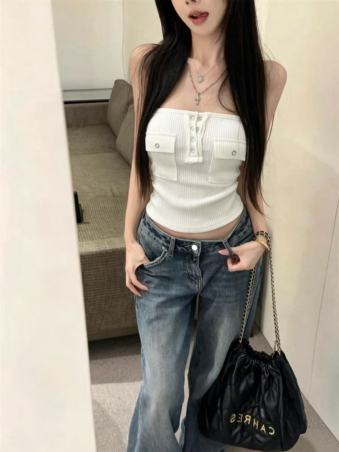 螺紋親膚抹胸
