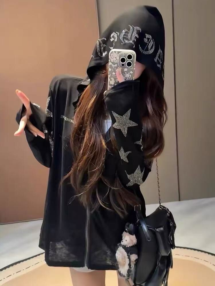 連帽袖星星罩衫外套