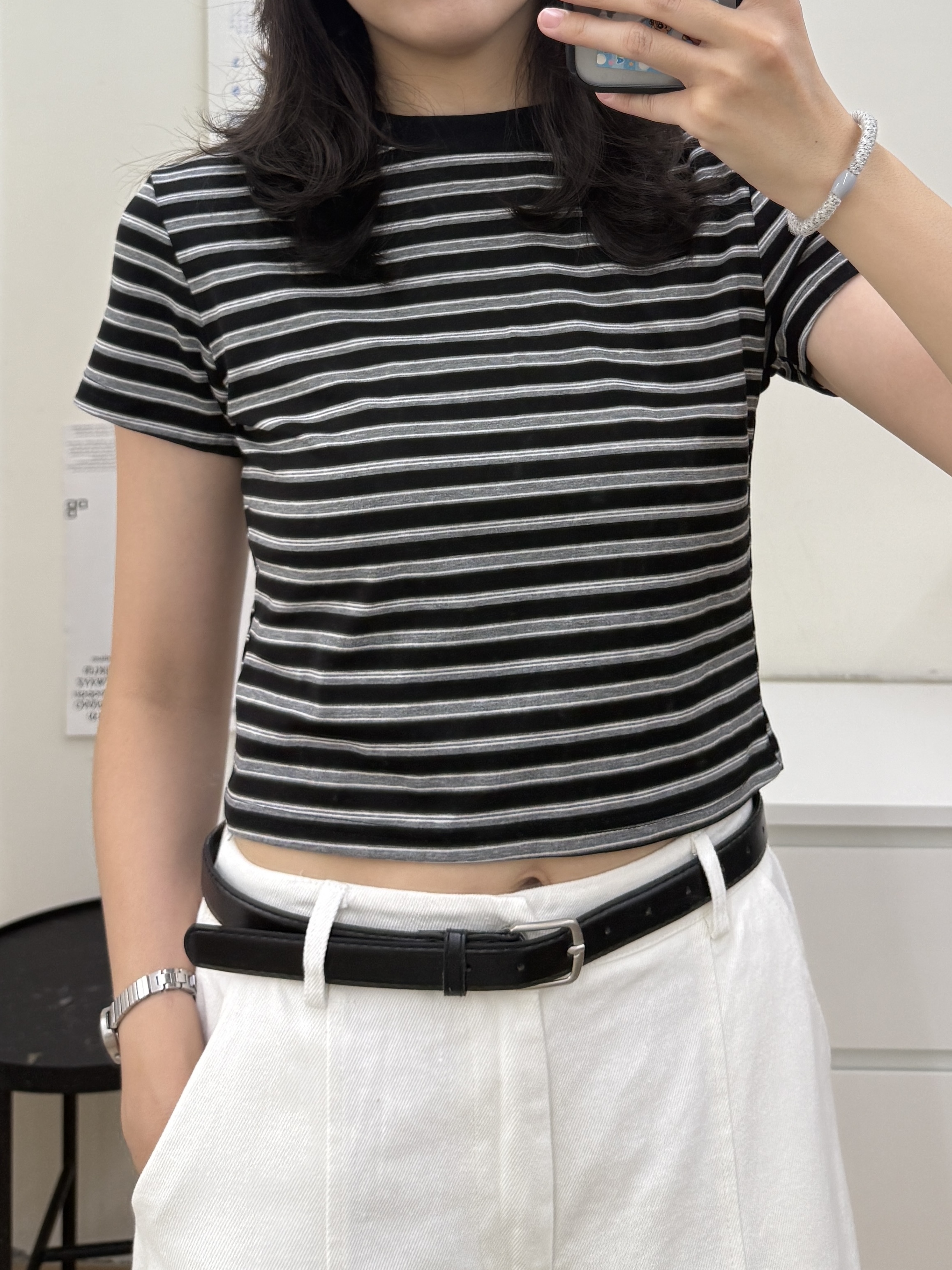 條紋短版棉T*2色