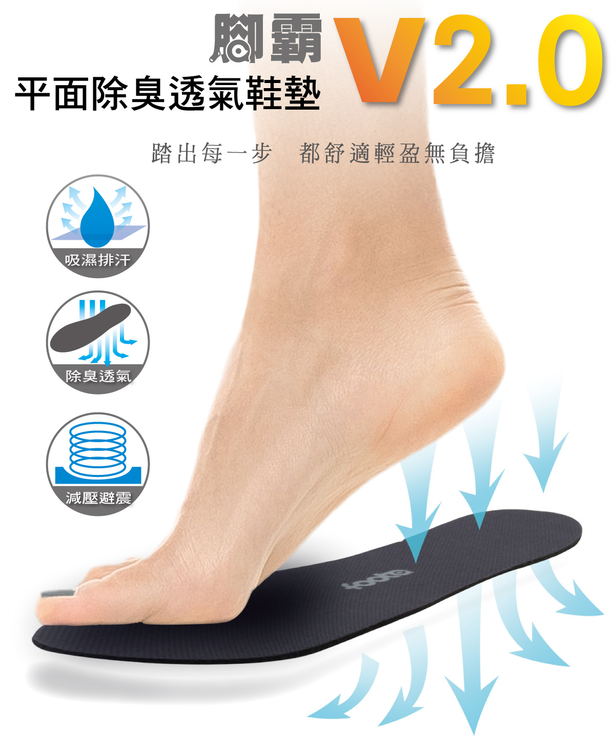 平面除臭透氣鞋墊 V2.0