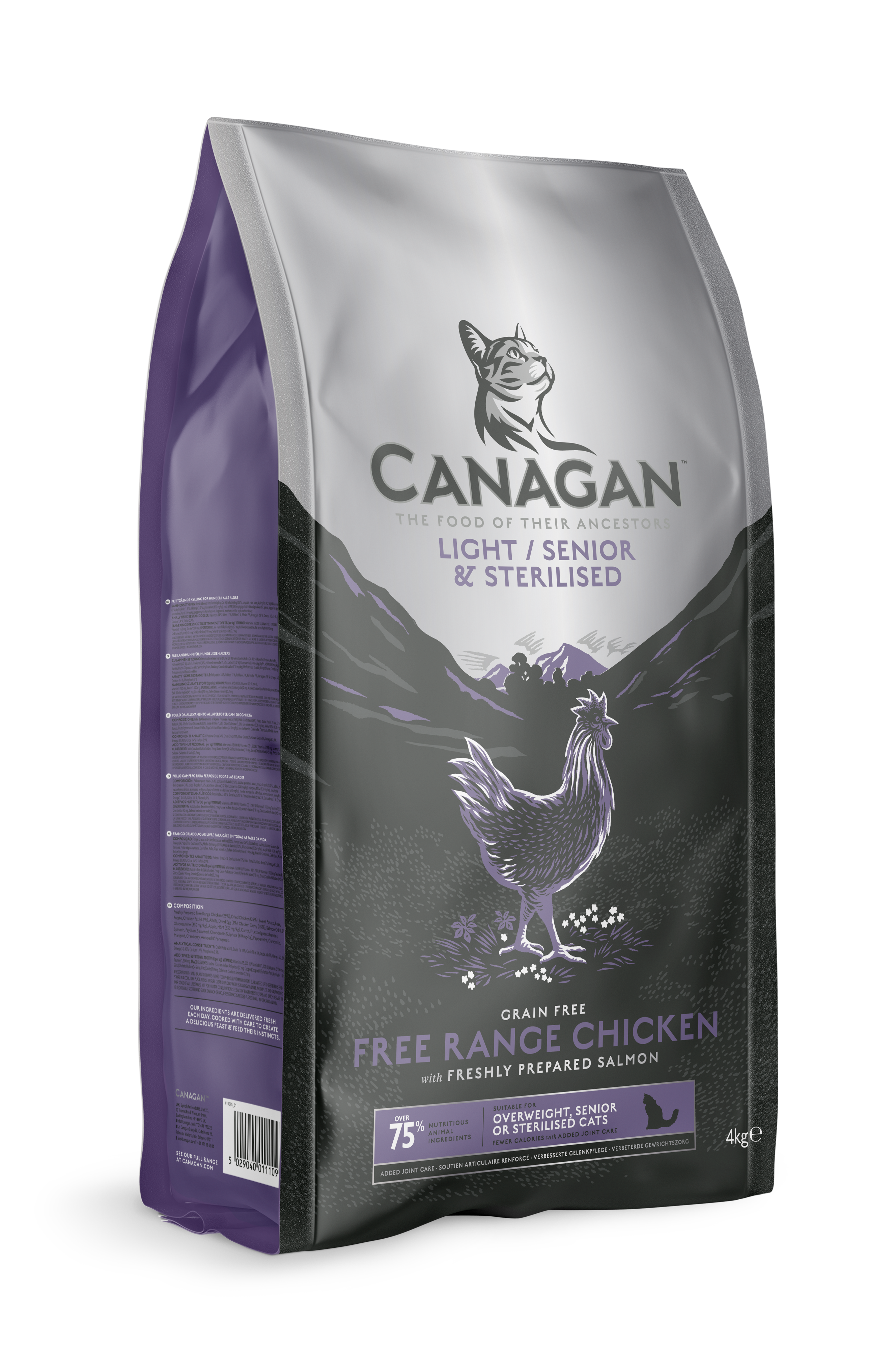 Canagan原之選 無穀物老貓糧．走地雞(紫色)配方．1.5kg/4kg