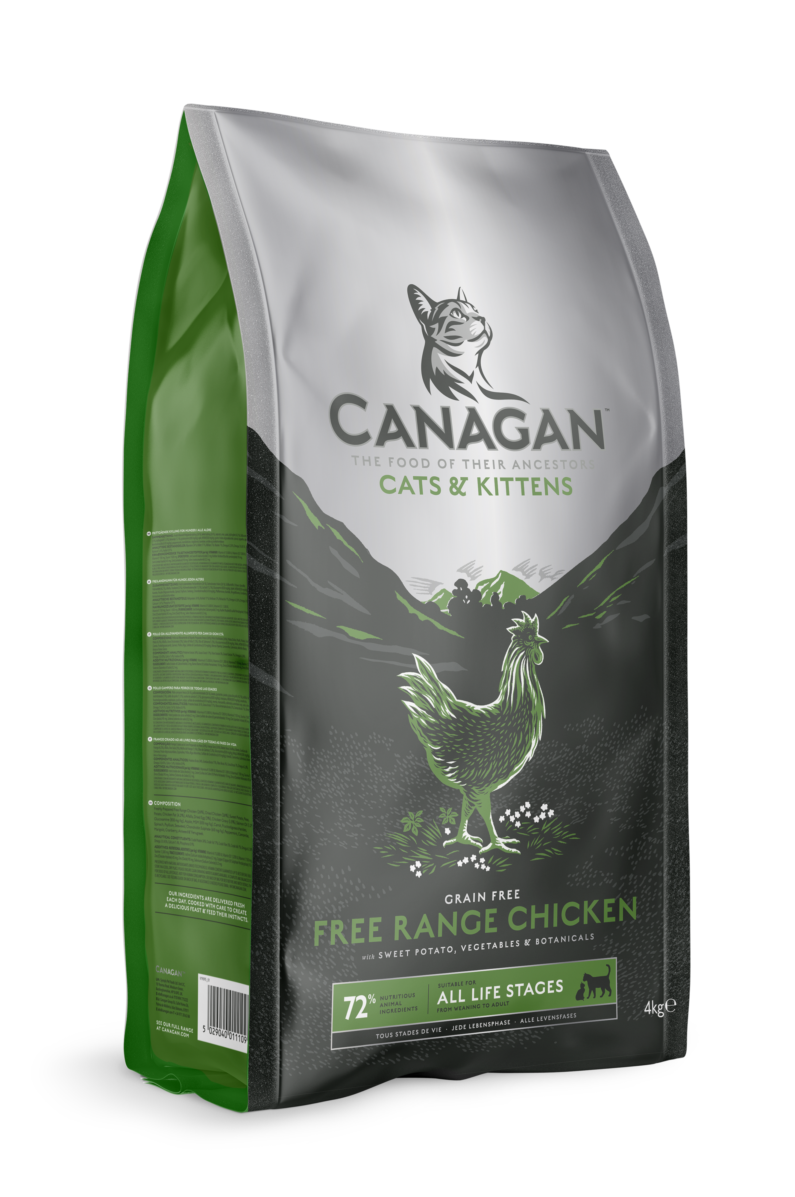 Canagan原之選 無穀物全貓糧．放養雞(淺綠)配方1.5kg/4kg