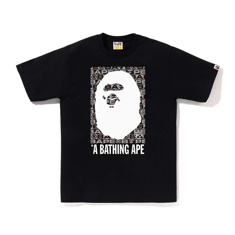 BAPE Lux Sport Pattern Box Ape Head Tee 猿人 字體 短袖 黑色 1K80110048-BK [台灣現貨]