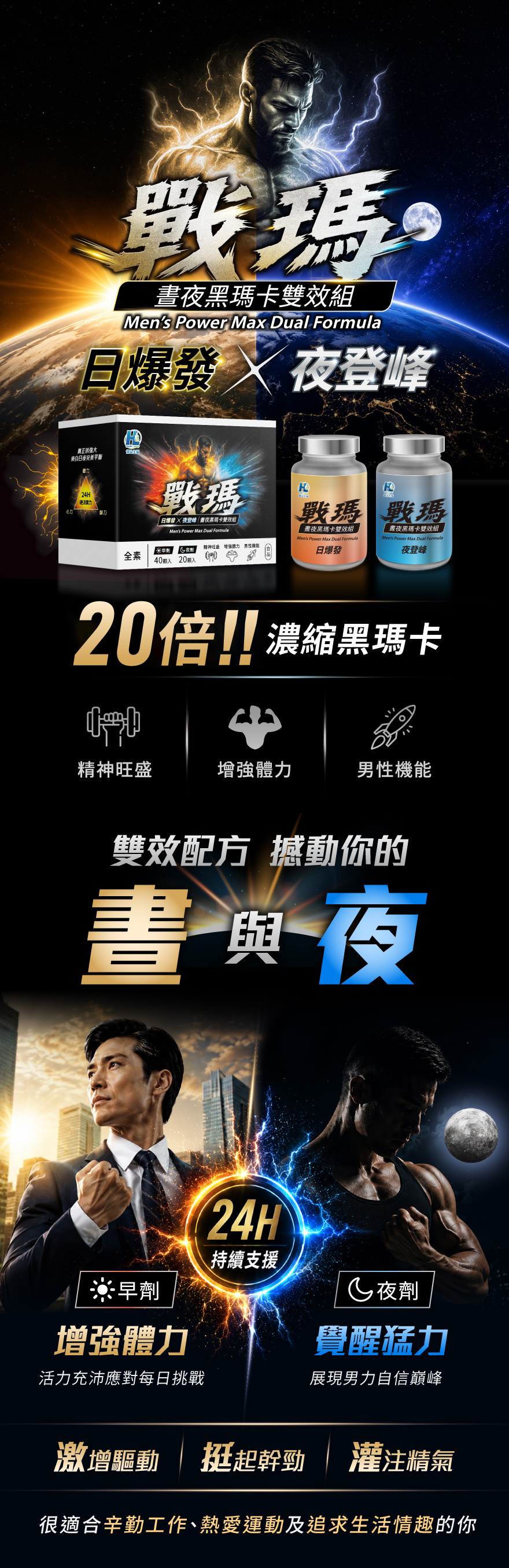 戰瑪日夜雙效黑瑪卡男性保健品