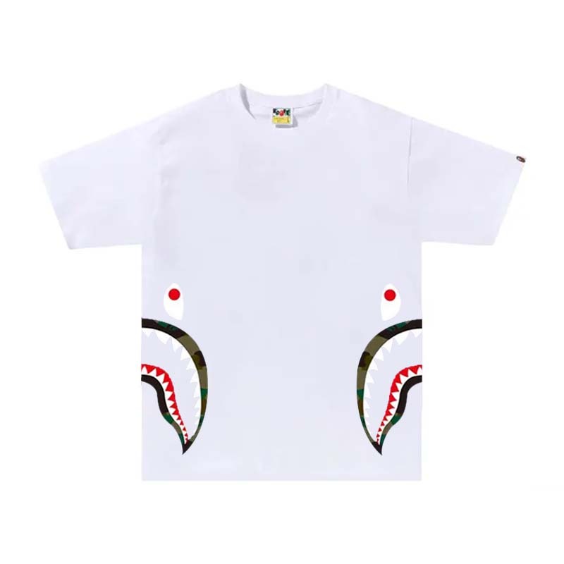 BAPE 1st Camo Side Shark Tee 綠迷彩 腰間鯊魚 短袖 白色 RAY-79 [台灣現貨]