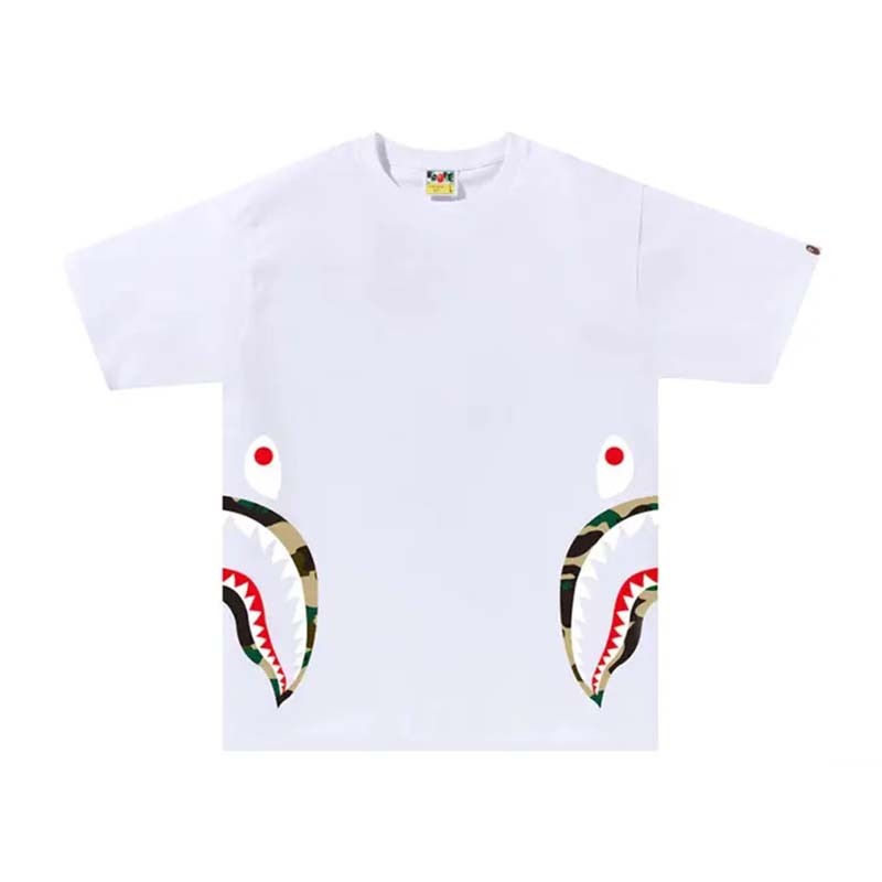 BAPE 1st Camo Side Shark Tee 黃迷彩 腰間鯊魚 短袖 白色 RAY-80 [台灣現貨]